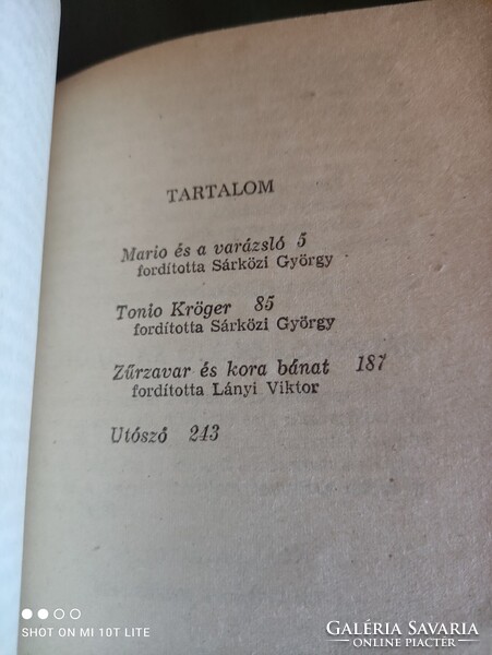 Thomas Mann: Mario és a varázsló / Tonio Kröger / Zűrzavar és kora bánat ( Olcsó könyvtár sorozat )
