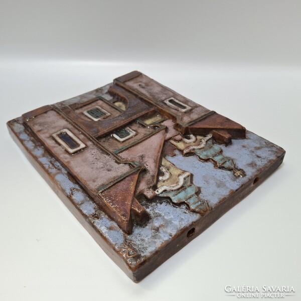 Székesfehérvár, Ligeti Erika kerámia falidísz, 21,5 x 19 cm
