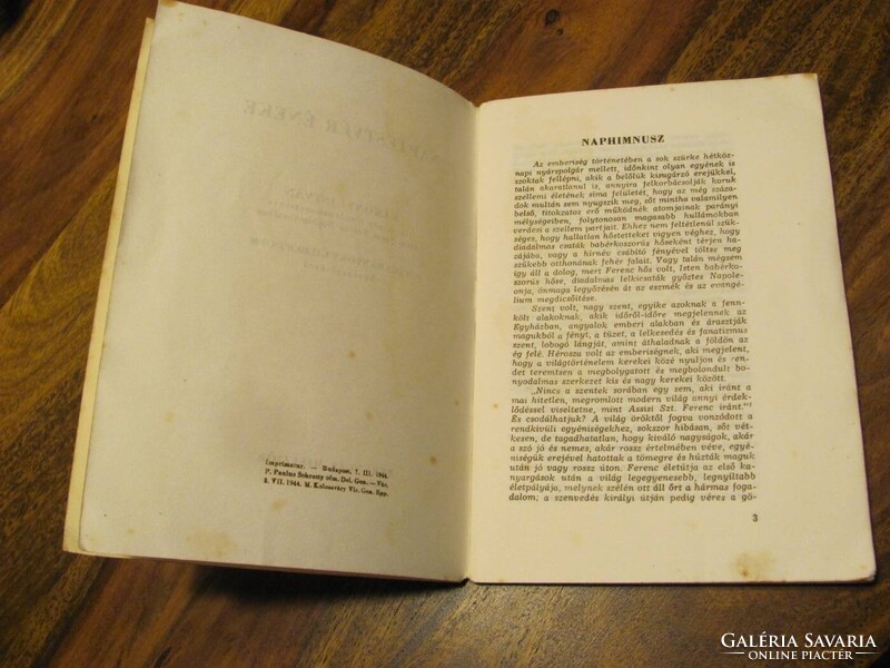 Naptestvér éneke - Kákonyi István tíz szines linoeum-metszete Assisi Sz. Ferenc Naphimnuszához