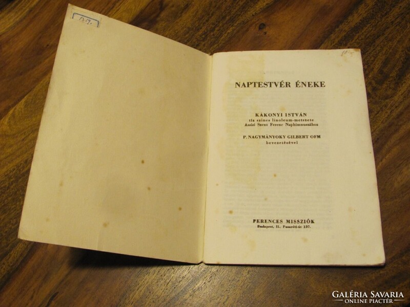 Naptestvér éneke - Kákonyi István tíz szines linoeum-metszete Assisi Sz. Ferenc Naphimnuszához