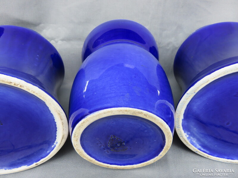 3 db Régi Nagy Méretű Kobaltkék Kispest-Gránit Konyhai Fűszertató Azonos Sorszám