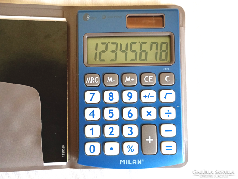 Számológép MILAN 150508B dual powered zseb számoló gép eredeti dobozban Spanyol retro