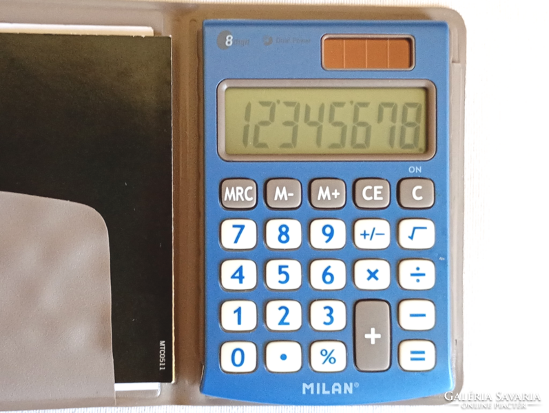 Számológép MILAN 150508B dual powered zseb számoló gép eredeti dobozban Spanyol retro