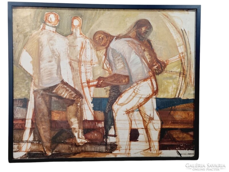 Csavlek András: Munkások c. olaj festmény - 50903