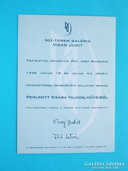 Képeslap (60) - Perlrott-Csaba Vilmos - Verőfényes udvar Nagybányán (Meghívó Mű-Terem Galéria 1998)