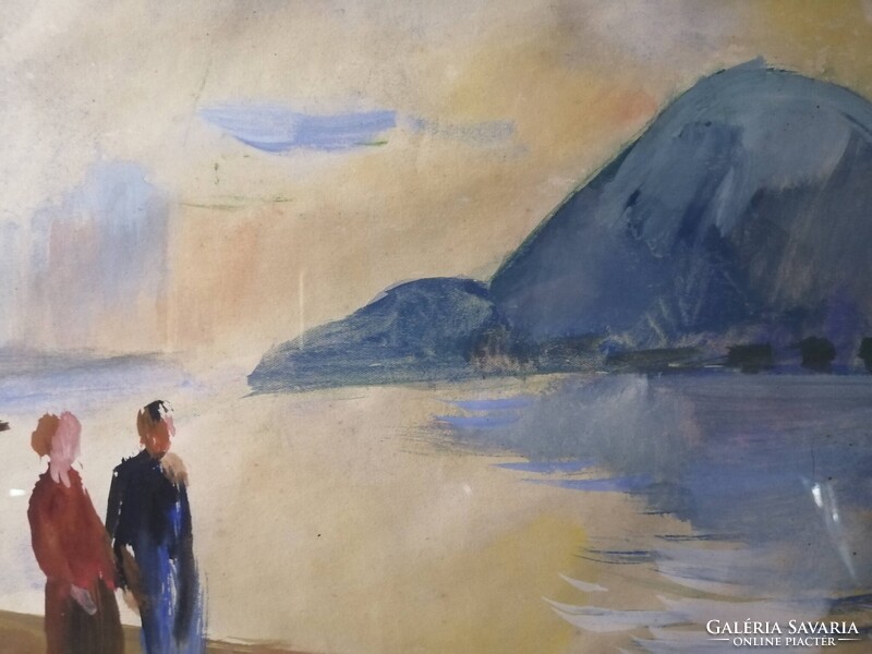 BÉR RUDOLF /1924-2004/ - NAGYMAROSI DUNAPART VISEGRÁD LÁTKÉPÉVEL