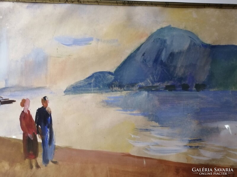 BÉR RUDOLF /1924-2004/ - NAGYMAROSI DUNAPART VISEGRÁD LÁTKÉPÉVEL