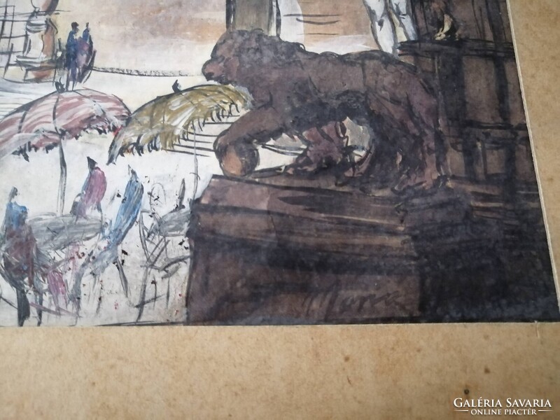 MARIO CARRARO /1896-1977/ AKVARELL - FIRENZE, PIAZZA DELLA SIGNORIA