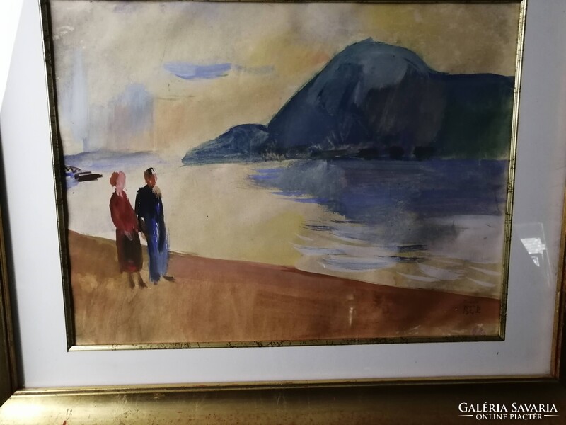 BÉR RUDOLF /1924-2004/ - NAGYMAROSI DUNAPART VISEGRÁD LÁTKÉPÉVEL