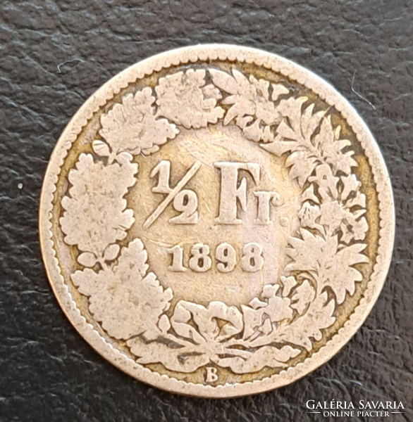 Ritka! 1898. B. Svájc 0,835 ezüst 1/2 Frank (Csak 700 ezer darab készült!!!)  (331)