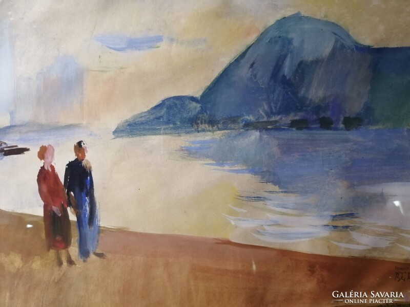 BÉR RUDOLF /1924-2004/ - NAGYMAROSI DUNAPART VISEGRÁD LÁTKÉPÉVEL