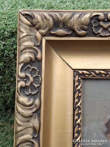 Bieder portré, női arckép, lány fehér fejkendővel