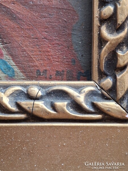 Bieder portré, női arckép, lány fehér fejkendővel