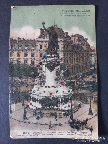 Régi képeslap Párizs, szines "kövekkel" kirakva 1936