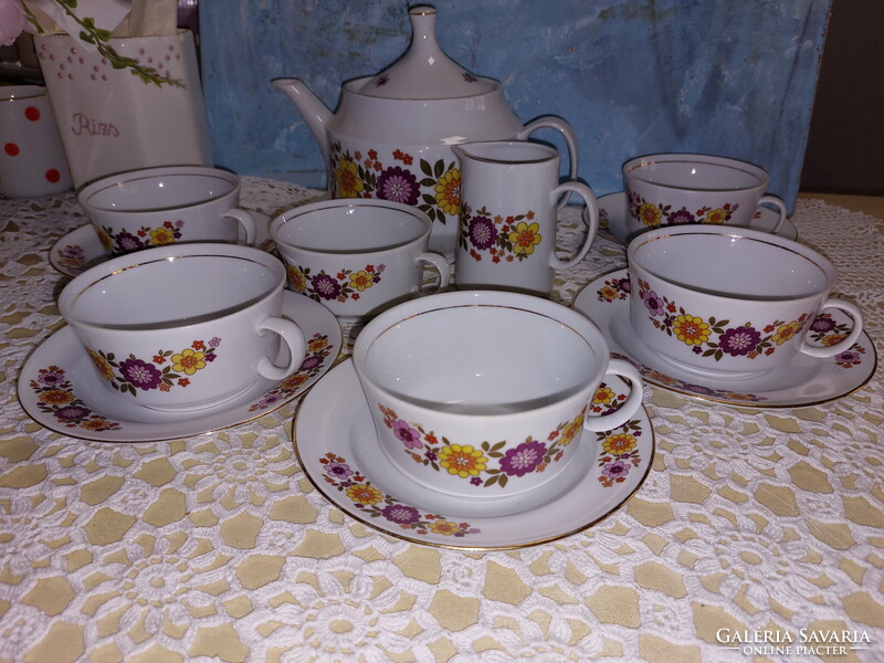 Alföldi tűzvirágos porcelán teás készlet