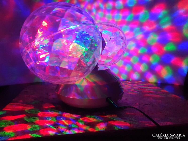 Fantasztikus retro dupla diszkógömb pörög s forog X4-life díszvilágítás neon party light a3