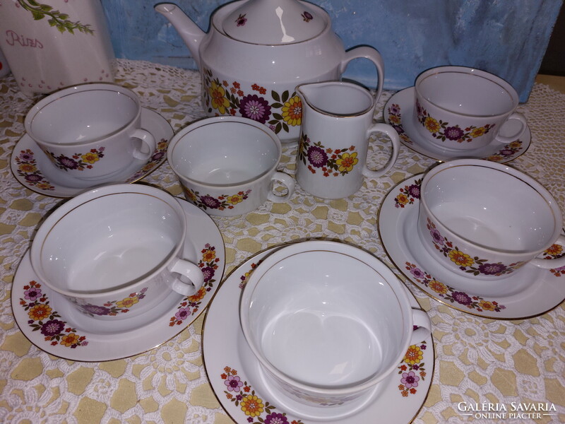 Alföldi tűzvirágos porcelán teás készlet