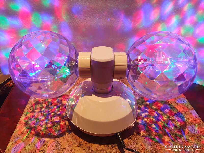 Fantasztikus retro dupla diszkógömb pörög s forog X4-life díszvilágítás neon party light a3