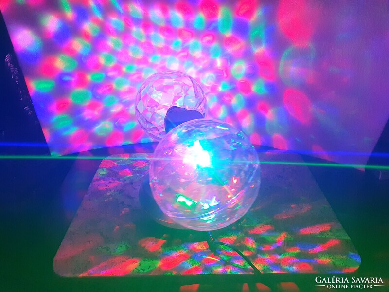Fantasztikus retro dupla diszkógömb pörög s forog X4-life díszvilágítás neon party light a3