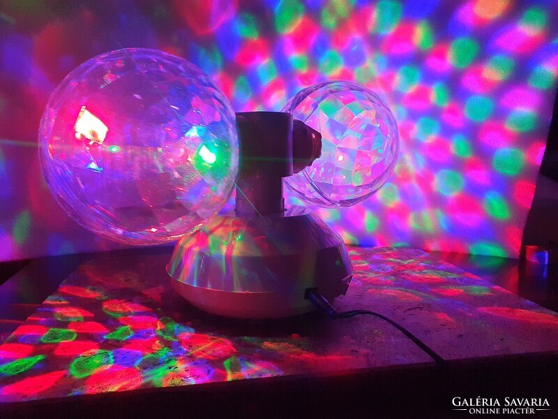 Fantasztikus retro dupla diszkógömb pörög s forog X4-life díszvilágítás neon party light a3