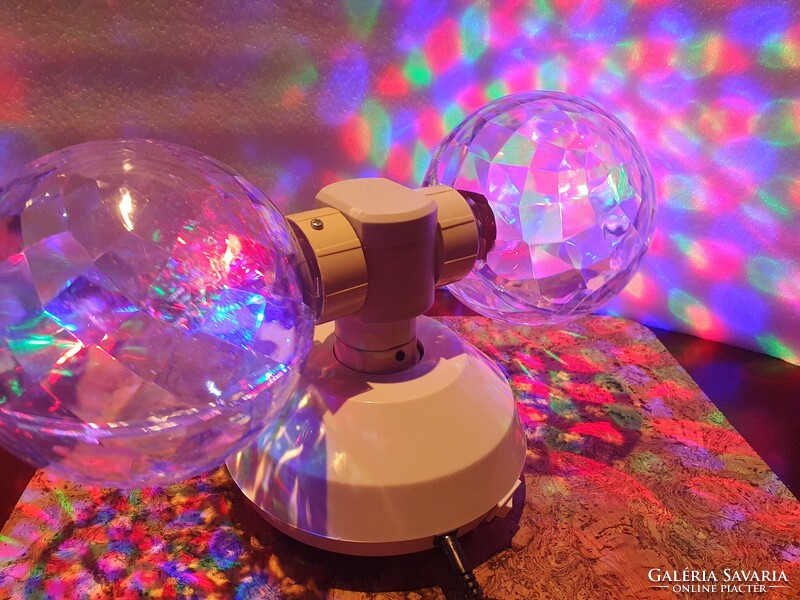 Fantasztikus retro dupla diszkógömb pörög s forog X4-life díszvilágítás neon party light a3