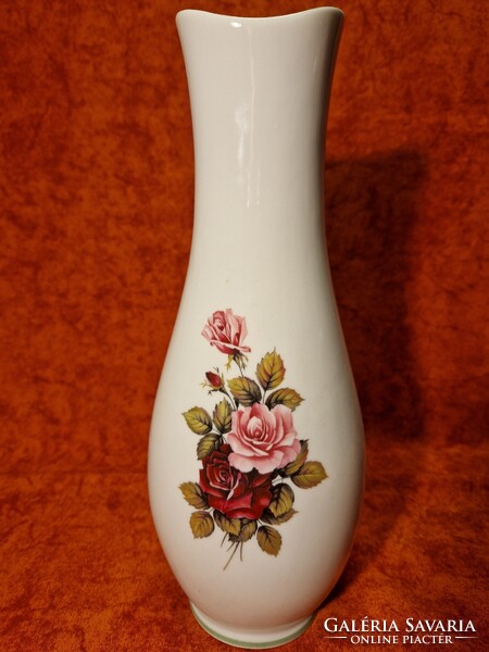 Hollóházi porcelán gyönyörű rózsás 31 cm magas váza