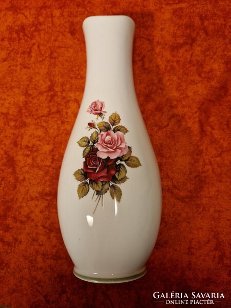 Hollóházi porcelán gyönyörű rózsás 31 cm magas váza