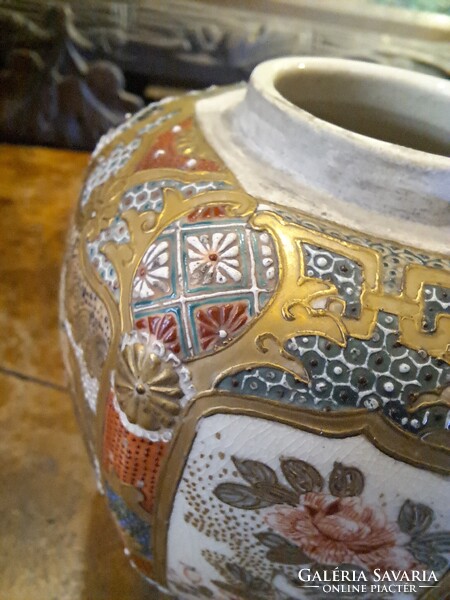 ANTIK JAPÁN SATSUMA PORCELÁN GYÖMBÉRTARTÓ PÁRBAN