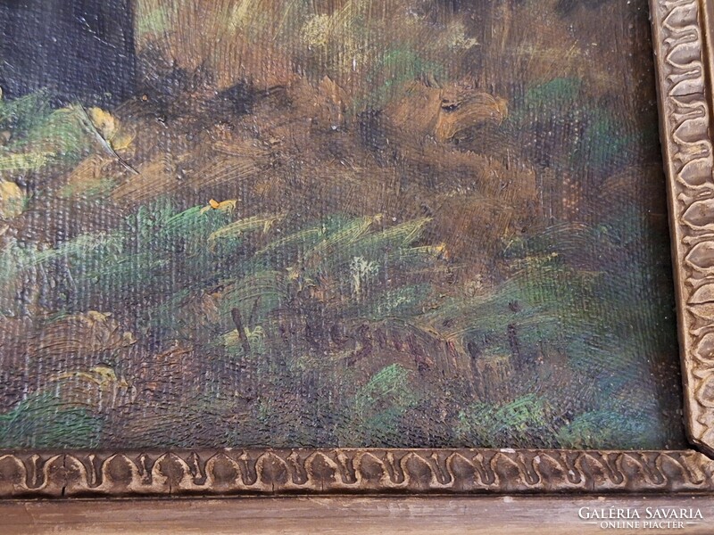 Antik JELZETT KUPCSÁNYI ??  FESTMÉNY 60x50 cm --ANTIK  KERETÉBEN
