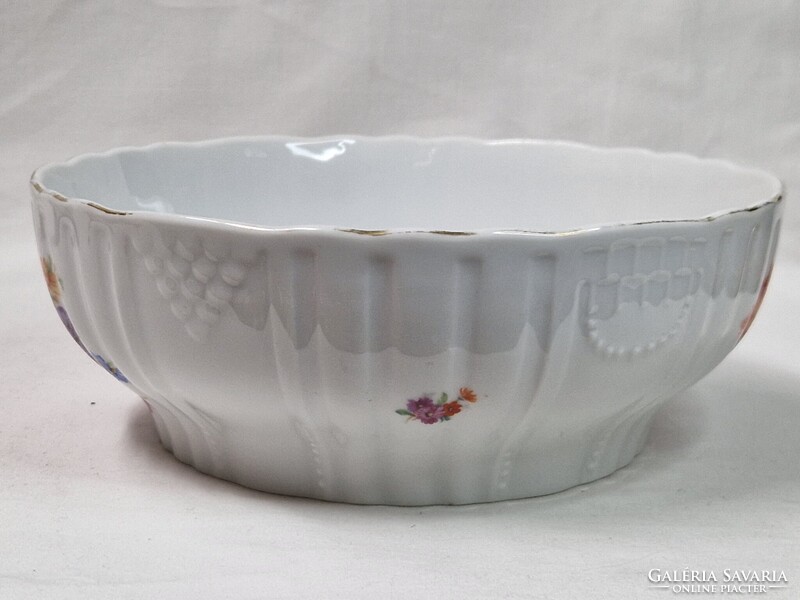 Zsolnay virág mintás Hungária sorozat porcelán pörköltes tál hibátlan állapotban 21,5 cm. átmérőjű