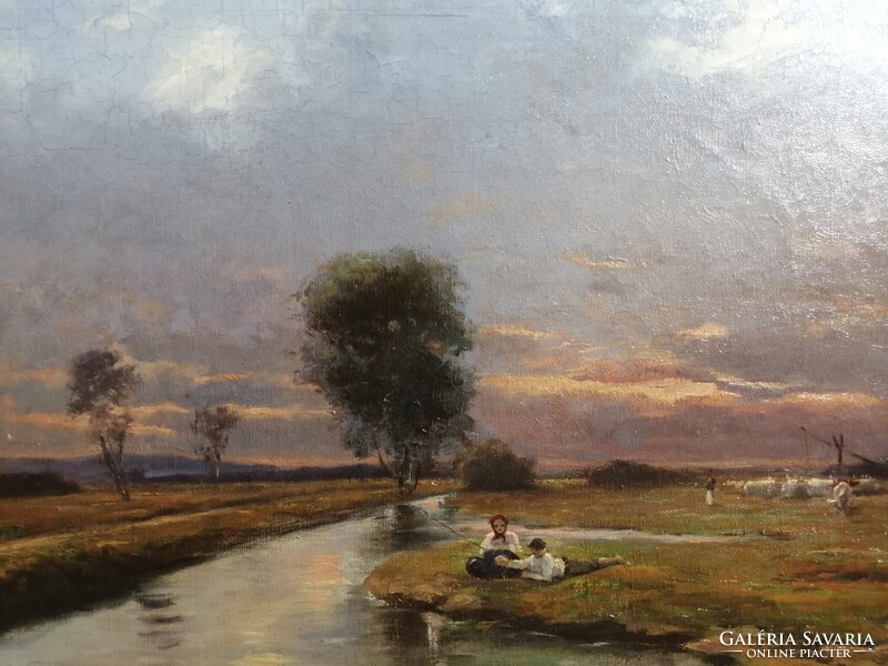 ROSENMAYER FERENC /1864-1912/ - FOLYÓPARTI HORGÁSZÁS