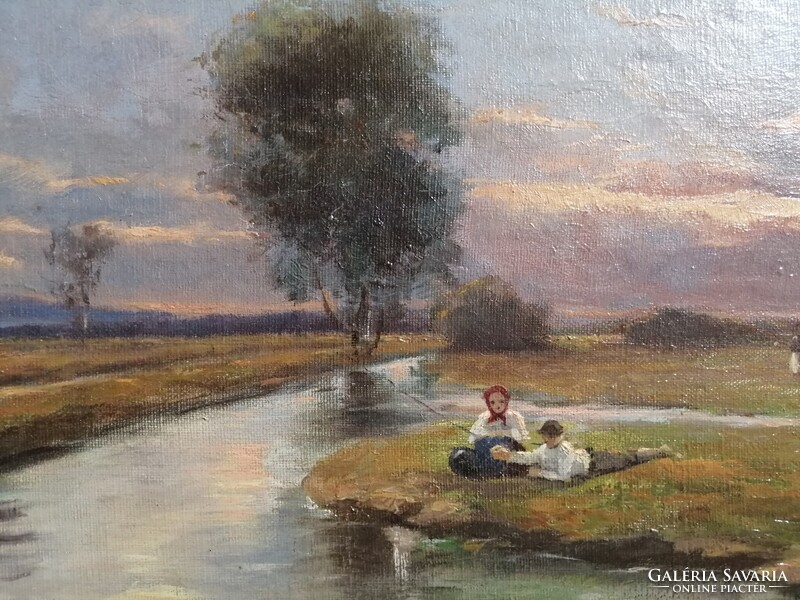 ROSENMAYER FERENC /1864-1912/ - FOLYÓPARTI HORGÁSZÁS