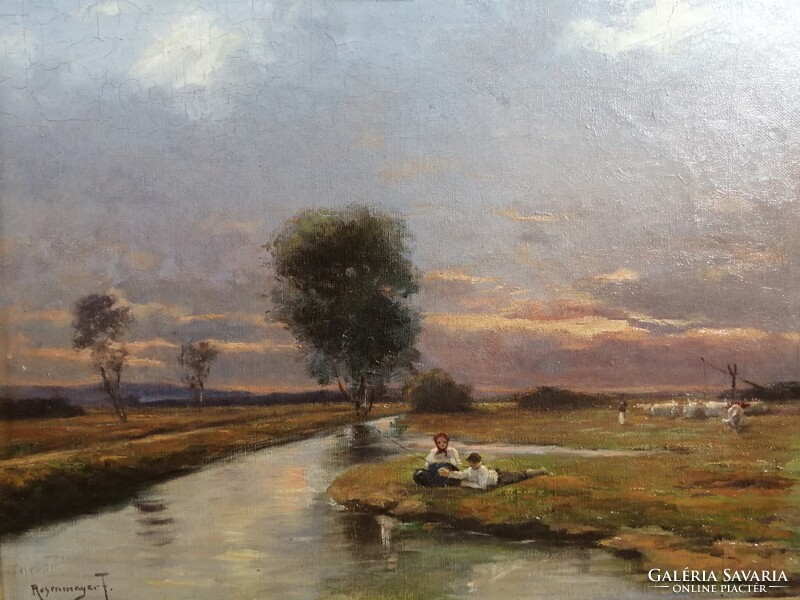 ROSENMAYER FERENC /1864-1912/ - FOLYÓPARTI HORGÁSZÁS