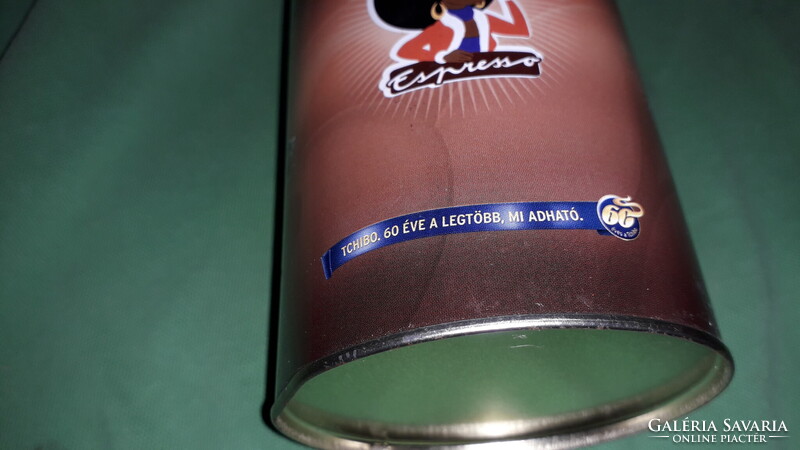 Retro fém lemez TCHIBO kávés színes HIBÁTLAN kör kávé tároló díszudoboz 16 x 8 cm a képek szerint