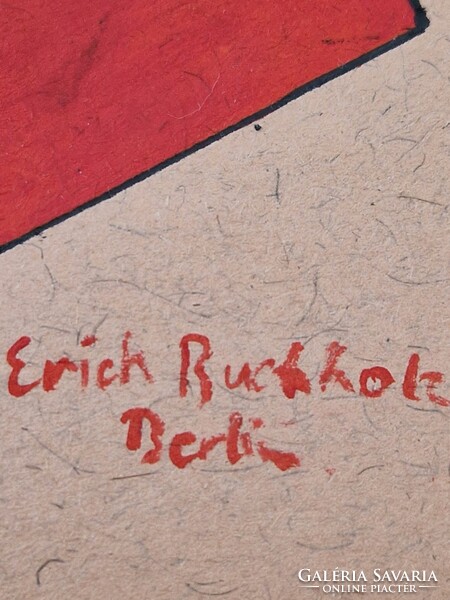 Erich Buchholcz: Vogel im Nest, guache