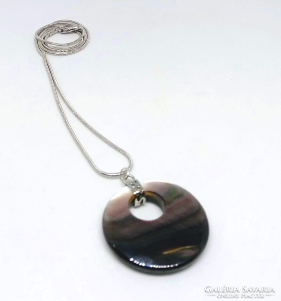 Paua Abalone kagyló fánk medál kígyó láncon S23230