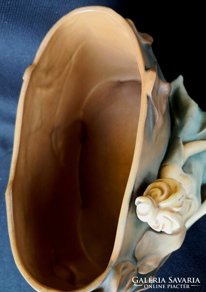 DT/456 – Bernard Bloch Manufaktúra – Gyönyörű szecessziós majolika kaspó, kínáló