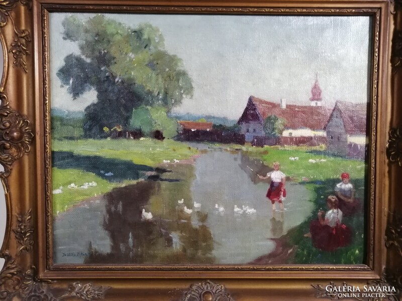 JUSZKÓ PIROSKA /1907-1999/ - LÁNYOK A FOLYÓPARTON