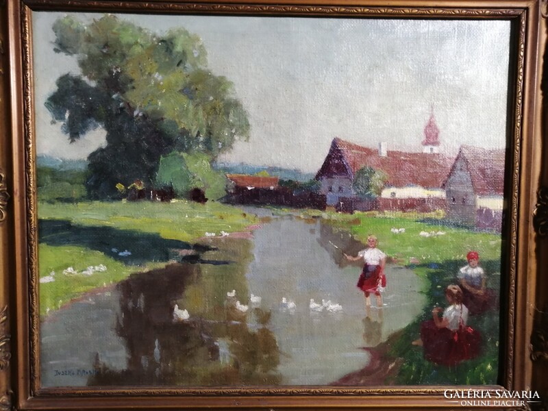 JUSZKÓ PIROSKA /1907-1999/ - LÁNYOK A FOLYÓPARTON