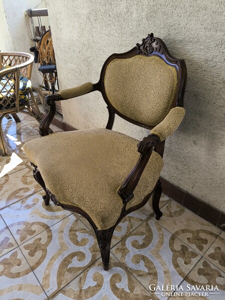 Antik Bécsi barokk rokokó stílusú káros szék fotel szép àllapotban dúsan faragott. Videó!!