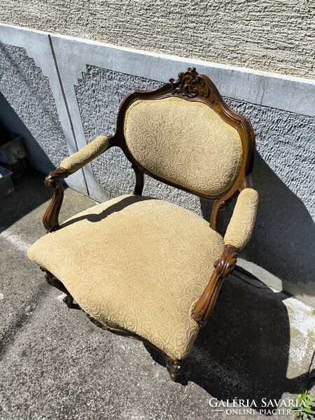 Antik Bécsi barokk rokokó stílusú káros szék fotel szép àllapotban dúsan faragott. Videó!!