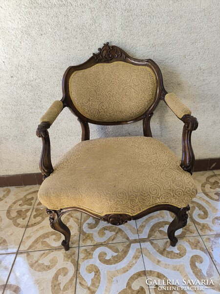 Antik Bécsi barokk rokokó stílusú káros szék fotel szép àllapotban dúsan faragott. Videó!!
