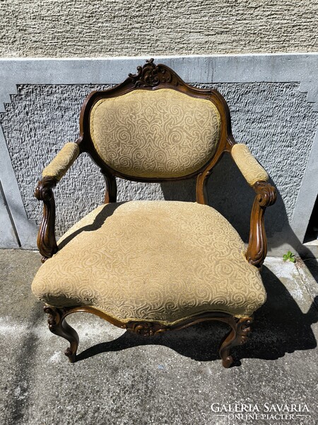 Antik Bécsi barokk rokokó stílusú káros szék fotel szép àllapotban dúsan faragott. Videó!!
