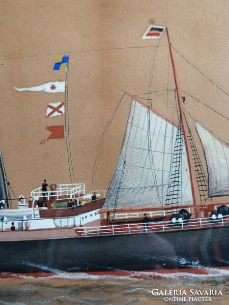 S S ROYAL VON KIEL - JELZETT ANTIK TEMPERA FESTMÉNY