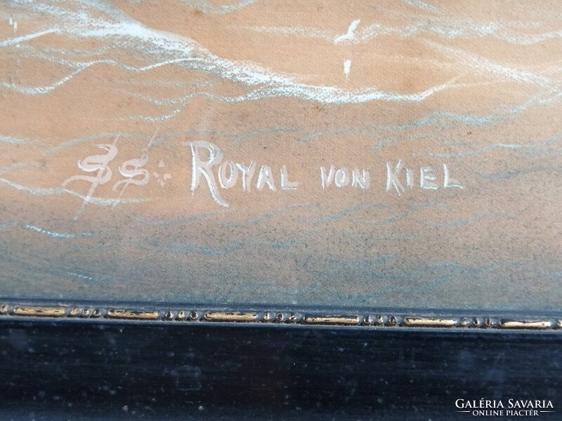 S S ROYAL VON KIEL - JELZETT ANTIK TEMPERA FESTMÉNY