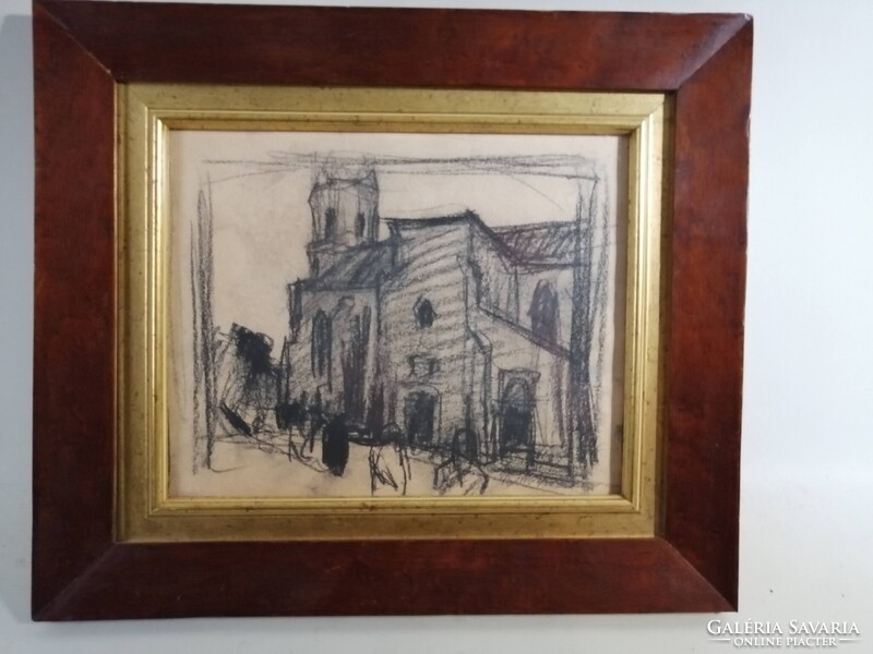 BERKI VIOLA /1932-2001/ - UTCARÉSZLET TEMPLOMMAL