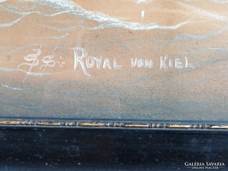 S S ROYAL VON KIEL - JELZETT ANTIK TEMPERA FESTMÉNY