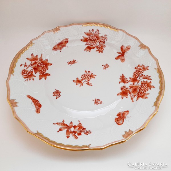 Herendi Viktória mintás orange óriás kínáló tál, süteményes tál (35,5 cm)