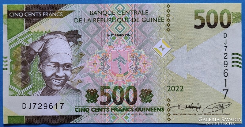 Guinée / Gínea 500 Francs 2022, UNC.