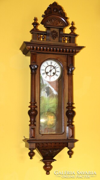 Ónémet, rugós antik falióra 106 cm